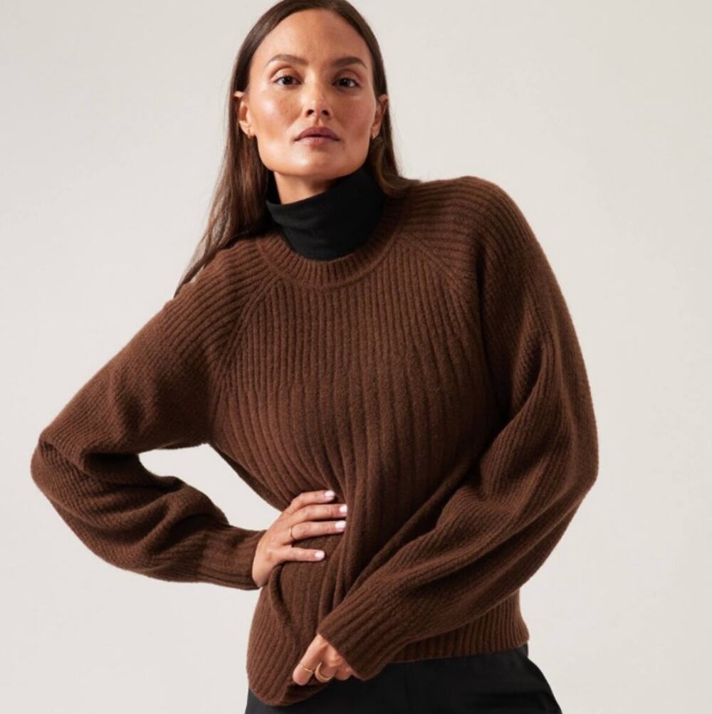 Athleta Layover Crew Sweater mahogany